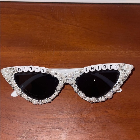 Dirty Thirty Embellished Black Sunglasses